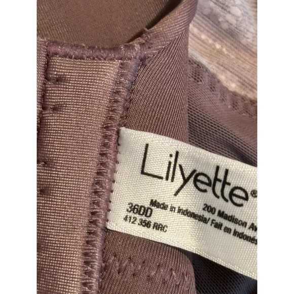 Lilyette Brown Enchantment Lace Underwire Minimizer Bra Size 36DD - Picture 6 of 7